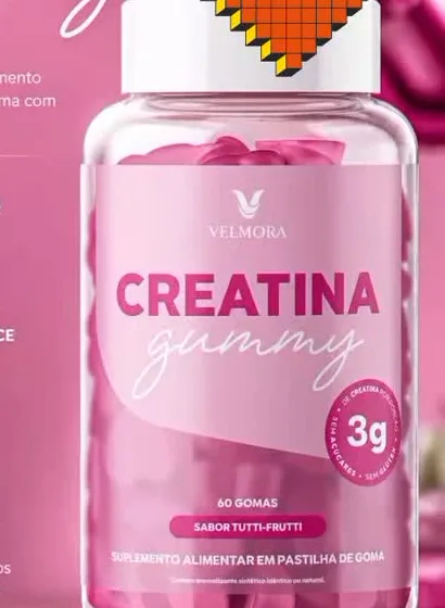 Pote rosa de Creatina Gummy Velmora, 3 g por porção